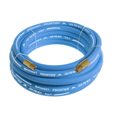 CONTINENTAL 1/2" x 50' Blue EPDM Rubber Air Hose, 300 PSI, 1/2" FNPSM x FNPSM HZU05030-50-41